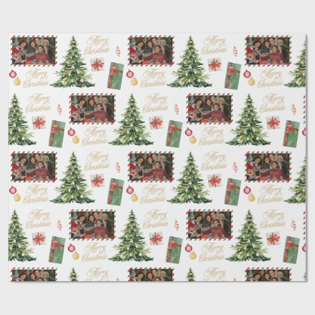 Christmas Family Frame Wrapping Paper Presentpapper (Platt)