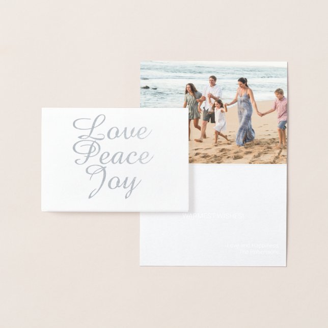 CHRISTMAS FAMILY PHOTO CARD Peace KÄRLEK FOIL MINI Folierat Kort (Display)