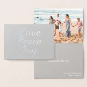 CHRISTMAS FAMILY PHOTO CARD Peace KÄRLEK JOY IN FO Folierat Kort