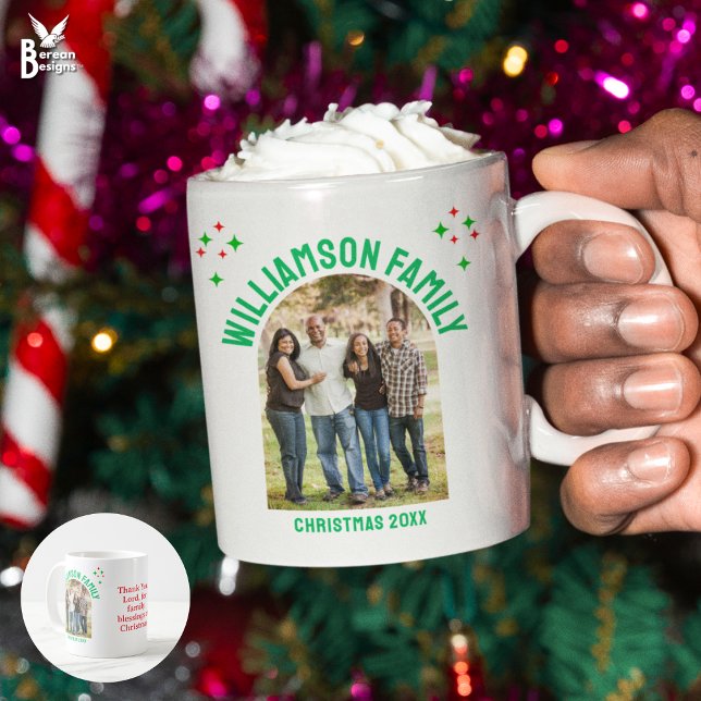 CHRISTMAS FAMILY REUNION Group Souvenir Photo Kaffemugg (Christmas Family Reunion Photo mug with customizable photo and text to celebrate the festivities)