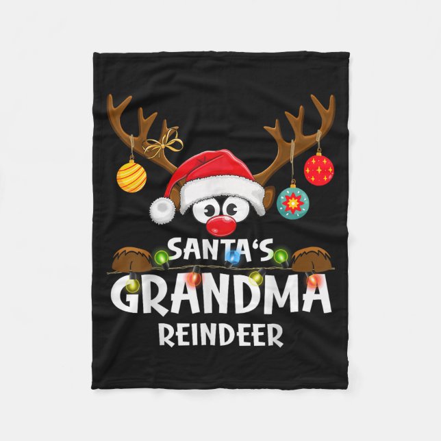 Christmas Family Santa's Grandma Reindeer Pajama  Fleecefilt (Framsidan)