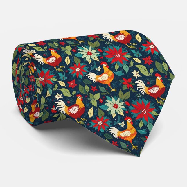 Christmas Farm Chickens And Poinsettias Slips (Rullad)