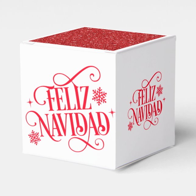 Christmas Feliz Navidad Favor Gift Box Presentaskar (Framsidan Sidan)