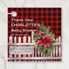 Christmas Fence Buffalo Plaid Baby Shower Gåvor Etiketter