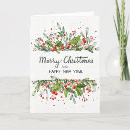 CHRISTMAS FERN n BERRIES CHRISTMAS CARD Tack Kort
