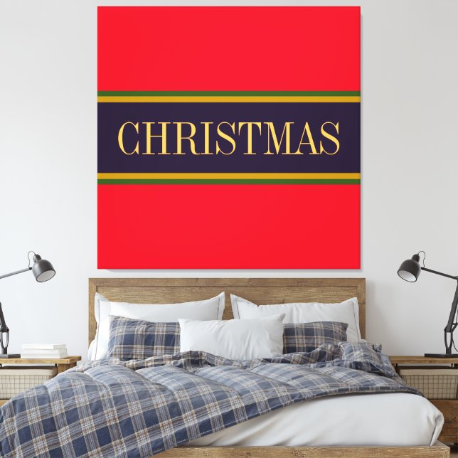 CHRISTMAS Festive Bold Red Lila Rand Canvastryck (Insitu (sovrum))