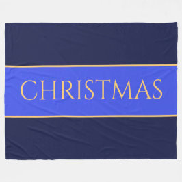 CHRISTMAS Festive Chic Elegant Blue Navy Rand Fleecefilt
