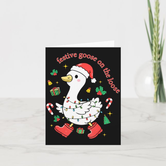 Christmas Festive Goose On The Loose Silly Goose X Kort (Framsida)