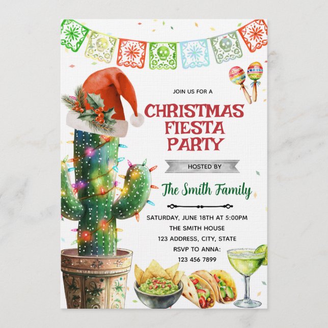 Christmas Fiesta party Invitation Inbjudningar (Framsida)
