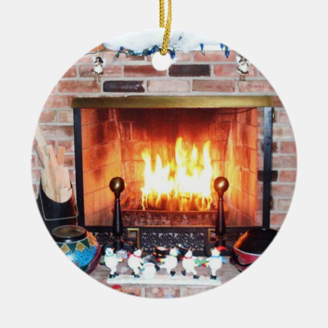 CHRISTMAS FIREPLACE-ornament Julgransprydnad Keramik (Framsidan)