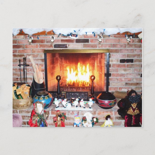 CHRISTMAS FIREPLACE-vykort Helg Vykort (Framsida)