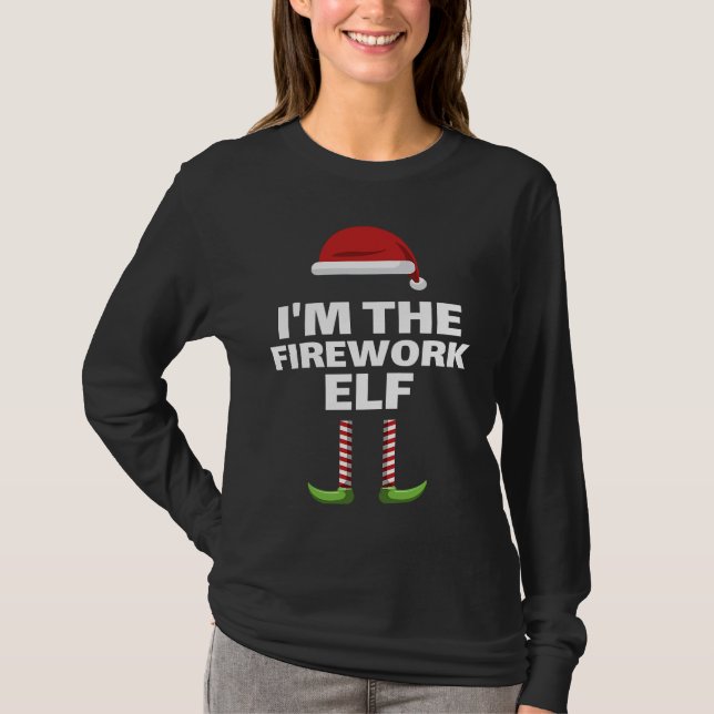 Christmas firework elf matching group costume t shirt (Framsida)
