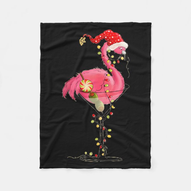Christmas Flamingo In Martini Gl For Trocal Holida Fleecefilt (Framsidan)