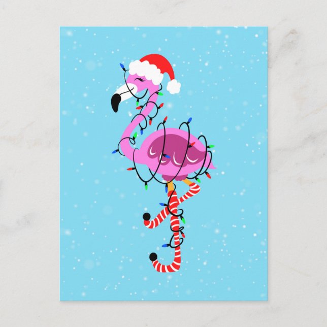 Christmas Flamingo Vykort (Framsida)