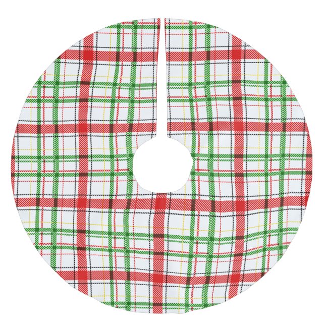 Christmas Flannel Plaid Tartan Design - White  Julgransmatta Borstad Polyester (Framsidan)