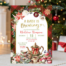 Christmas Floral Baby Brew Tea Party Baby Shower Inbjudningar