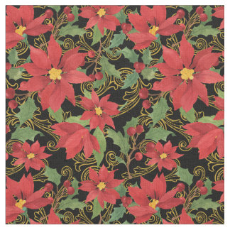Christmas Floral Black Tyg