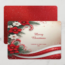 Christmas Floral Candy Canes Holiday Card Julkort