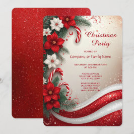 Christmas Floral Candy Canes Holiday Party Inbjudningar