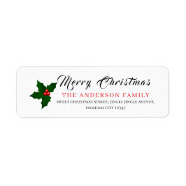 Christmas Floral Elegant Simple Return Address Returadress Etikett