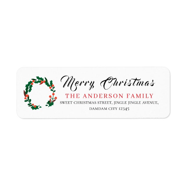 Christmas Floral Elegant Simple Return Address Returadress Etikett (Framsidan)
