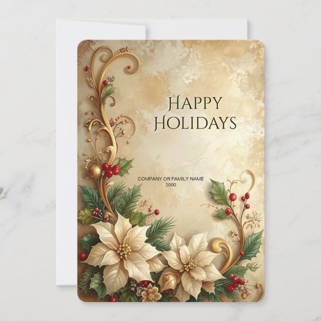 Christmas Floral Holiday Card Julkort (Framsida)