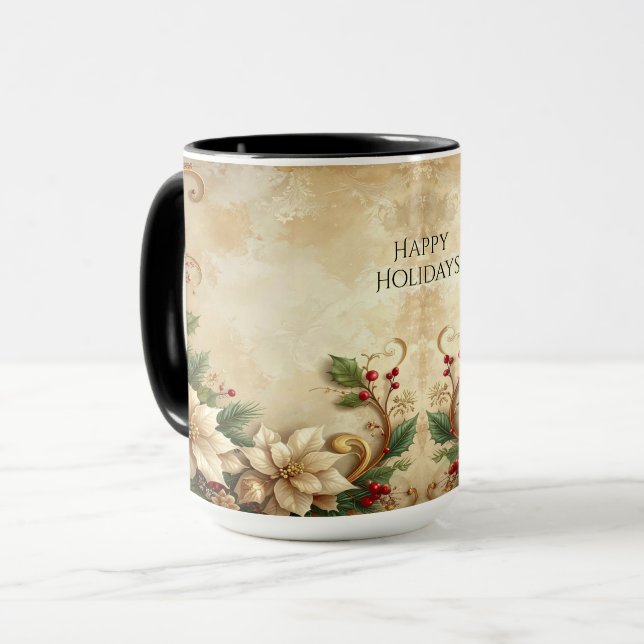 Christmas Floral Holiday Mug Mugg (Framsida vänster)