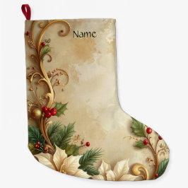Christmas Floral Holiday Stocking Stor Julstrumpa