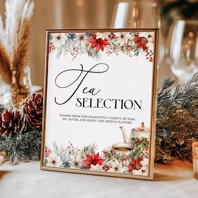 Christmas Floral Holiday Tea Party Tea Selection Poster (Skapare uppladdad)