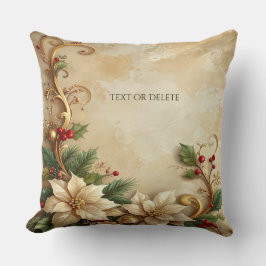 Christmas Floral Holiday Throw Pillow Kudde