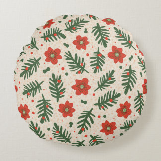 Christmas flower pattern round cushion rund kudde
