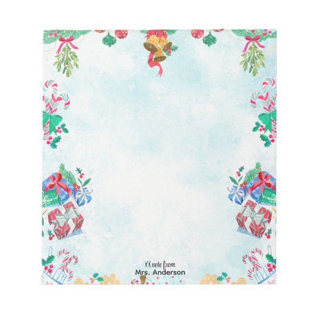 Christmas Flowers and Gift Boxes Notepad Anteckningsblock (Framsida)