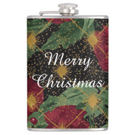 Christmas Flowers Pattern,Gold Red Green Black  Fickplunta