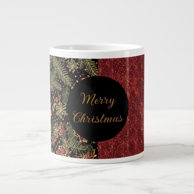 Christmas Flowers ,Red Gold Black,Merry Christmas  Jumbo Mugg (Framsidan)
