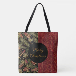 Christmas Flowers ,Red Gold Black,Merry Christmas Tygkasse