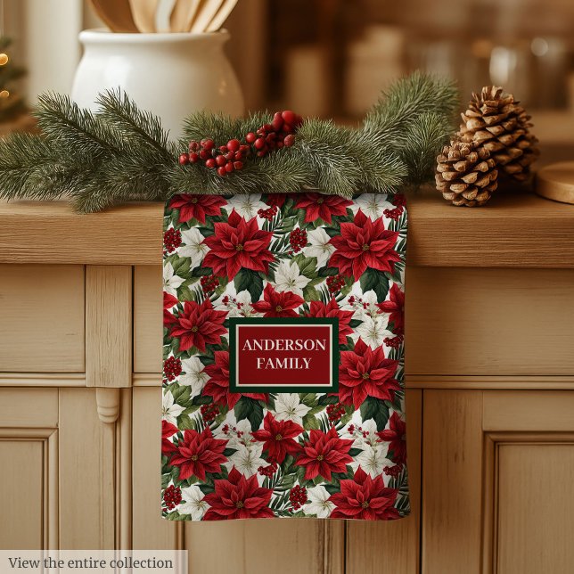 Christmas Flowers Towel Elegant Kitchen Mom Gift Kökshandduk (Christmas Flowers Towel Elegant Kitchen Mom Gift)