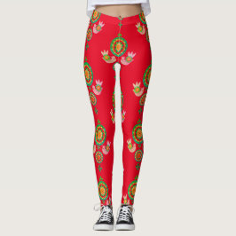 CHRISTMAS FOLK ART PRINTED Leggings