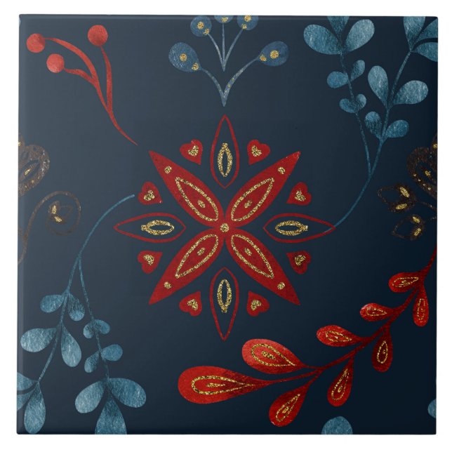 Christmas Folk Nordic Art Kakelplatta (Framsidan)