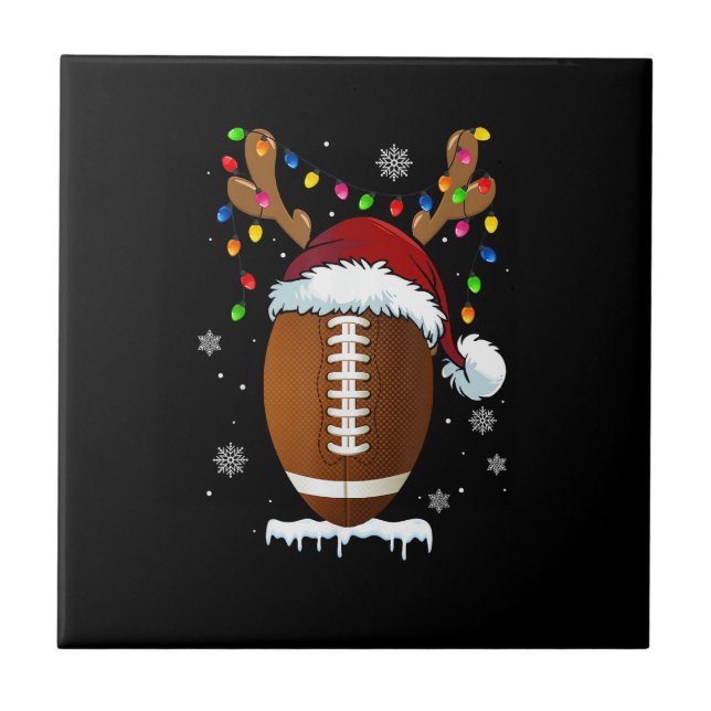Christmas Football Ball Santa Lights Funny Boys Me Kakelplatta (Framsidan)
