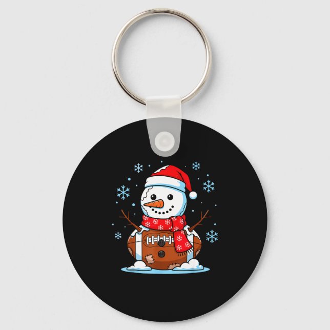 Christmas Football Snowman Kids Football Christmas Nyckelring (Framsida)