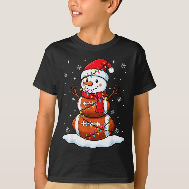 Christmas Football Snowman Kids Football Christmas T Shirt (Framsida)