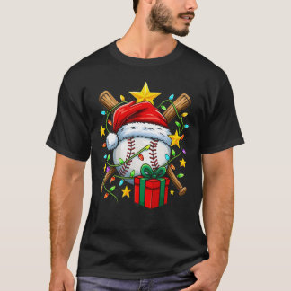 Christmas For Boys Kids Christmas Baseball Player  T Shirt