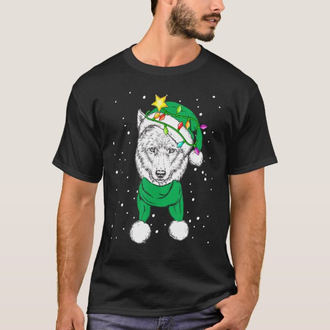 Christmas for men women kids ELF Wolf T Shirt (Framsida)