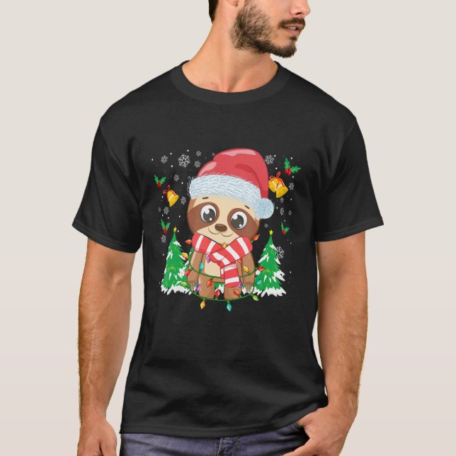 Christmas for men women kids Santa sloth 1 T Shirt (Framsida)