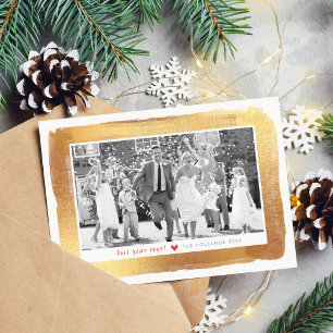 CHRISTMAS fotoluxe glam guld borstad ram Julkort