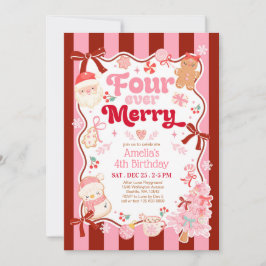 Christmas Four Ever Merry 4th Birthday Invitation Inbjudningar