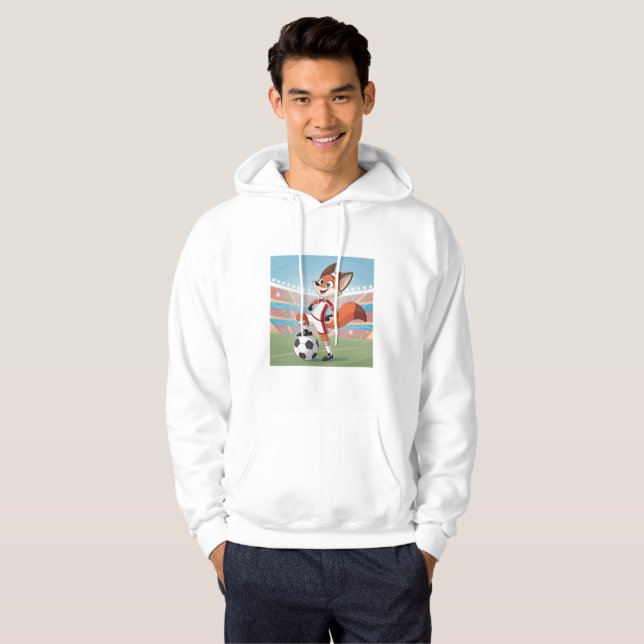 Christmas Fox Playing Football Hoodie (Hel framsida)