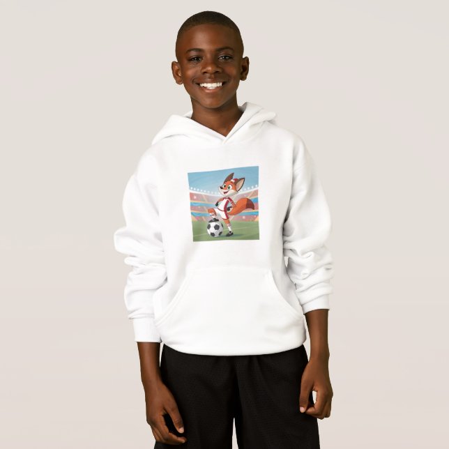 Christmas Fox Playing Football T Shirt (Hel framsida)