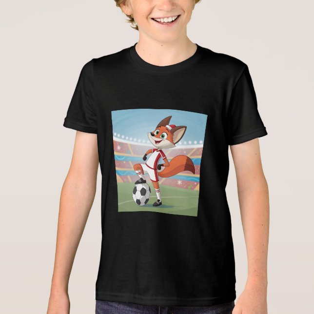 Christmas Fox Playing Football T Shirt (Framsida)