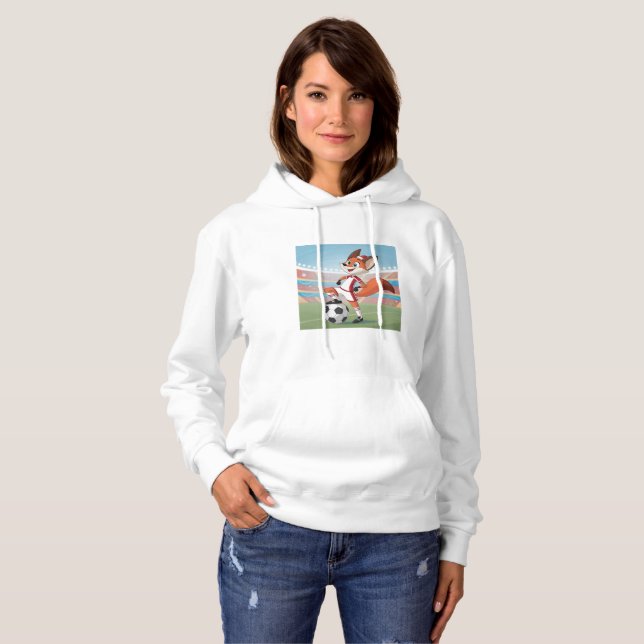 Christmas Fox Playing Football T Shirt (Hel framsida)